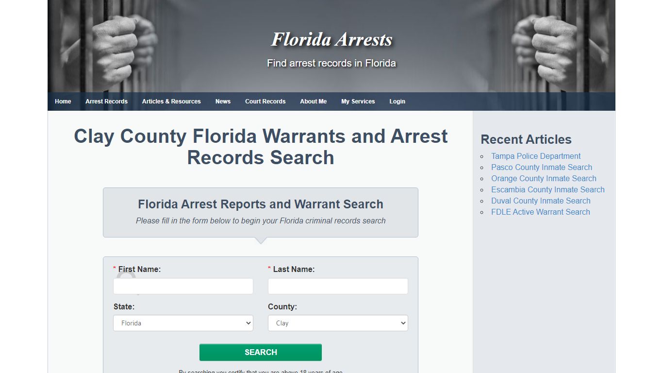 Clay County Florida Warrants and Arrest Records Search
