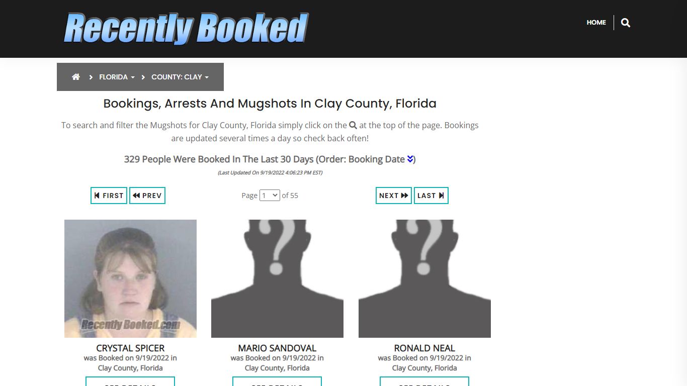 Recent bookings, Arrests, Mugshots in Clay County, Florida